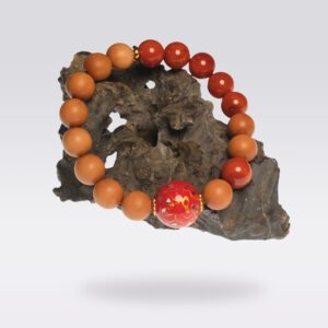 Wealth & Mindfulness-Buddhist Sandalwood & Nanhong Agate Bracelet & Mala