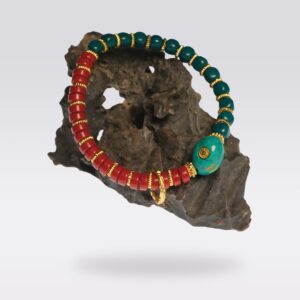 Wealth & Spiritual Healing-Budda Stone Blood Glass &Turquoise with Sliding Loop Bracelet