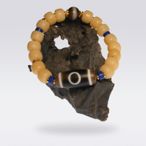 Spiritual Blessings-Tibetan Camel Bone with Two Eye Dzi Bead Single Loop Bracelet