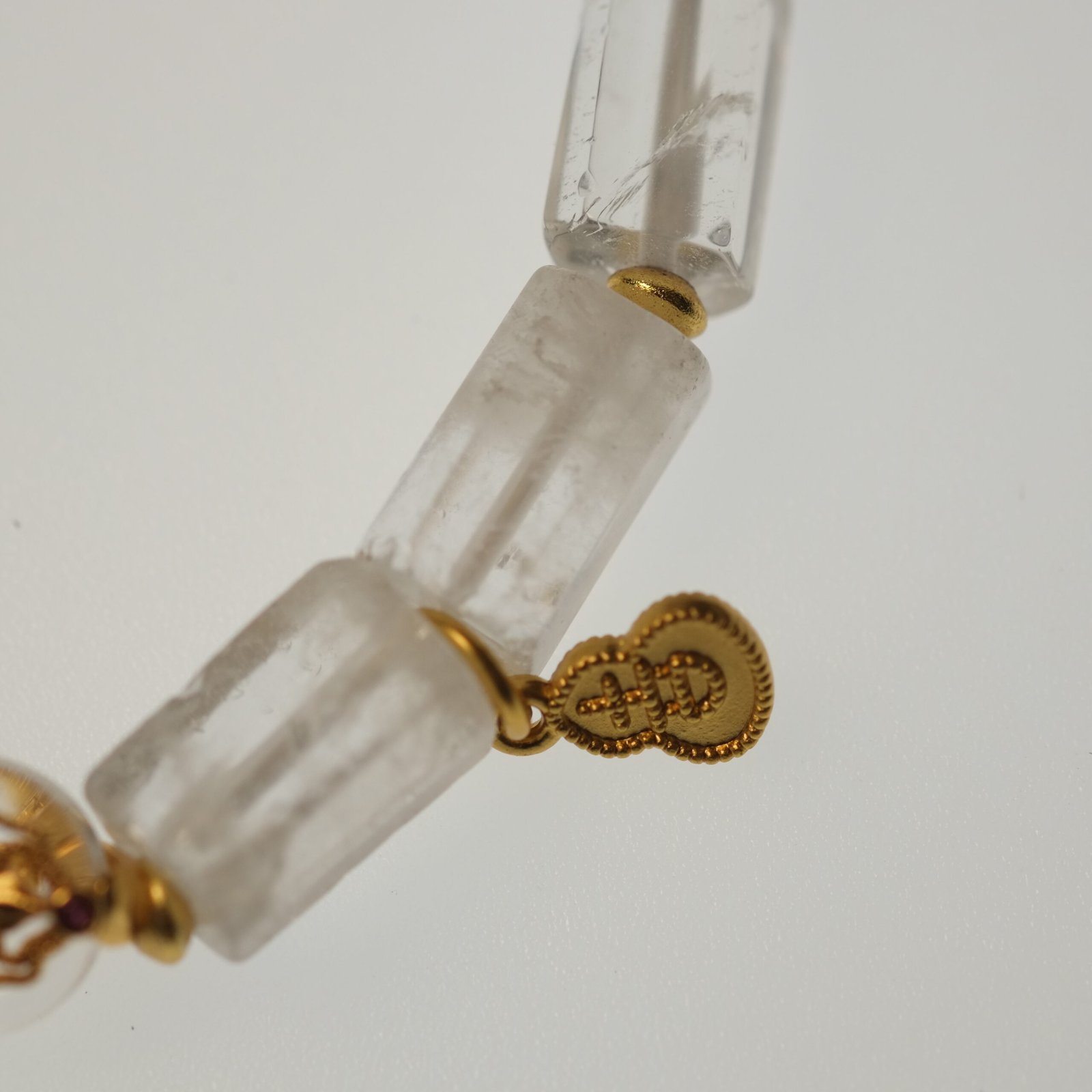 Wealth Attraction-Buddhist Clear Quartz Cylinder Bead with Vajra Charm Bracelet - Image 6