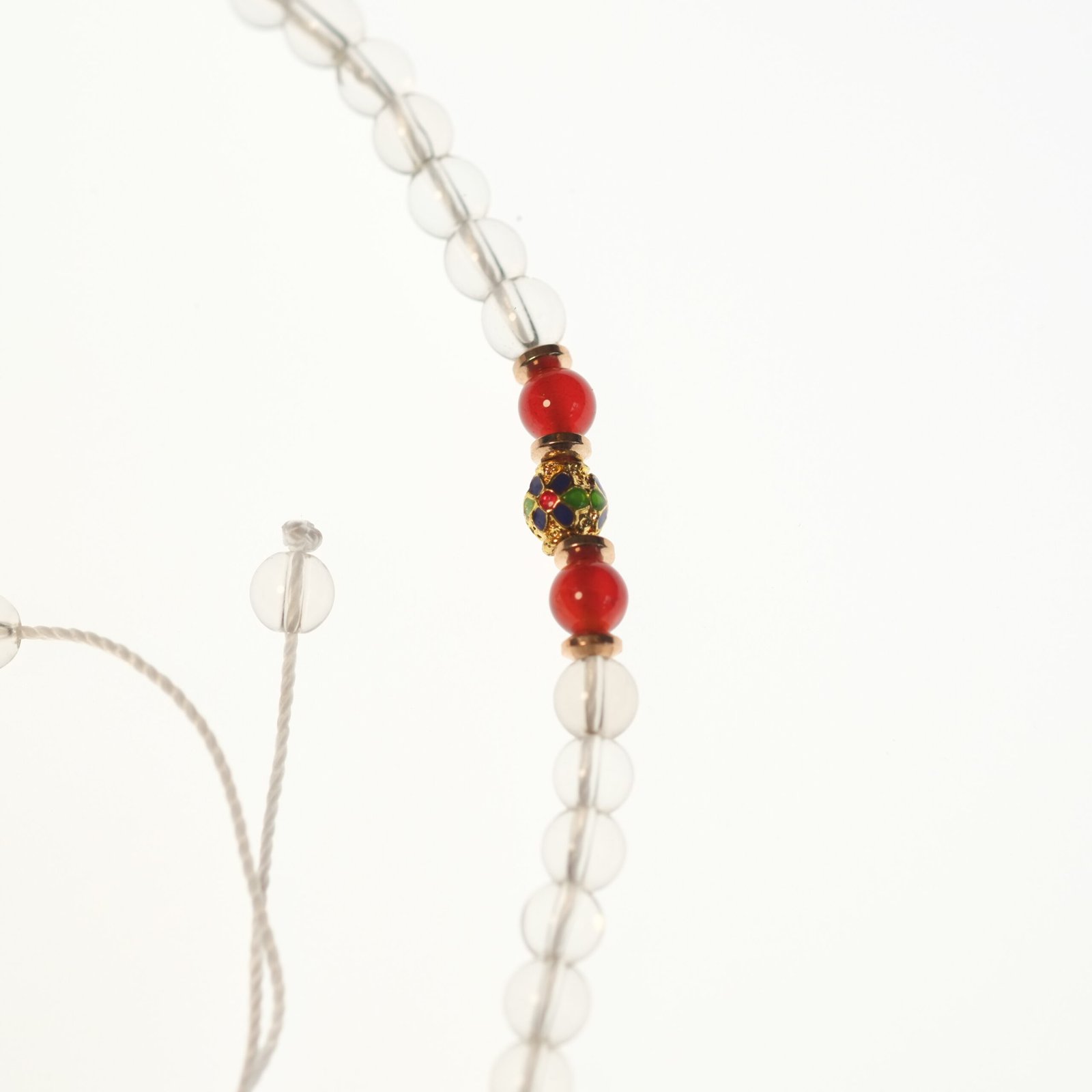 Love and Lucky- Buddhist White Crystal with Ruby Pendant Necklace - Image 4