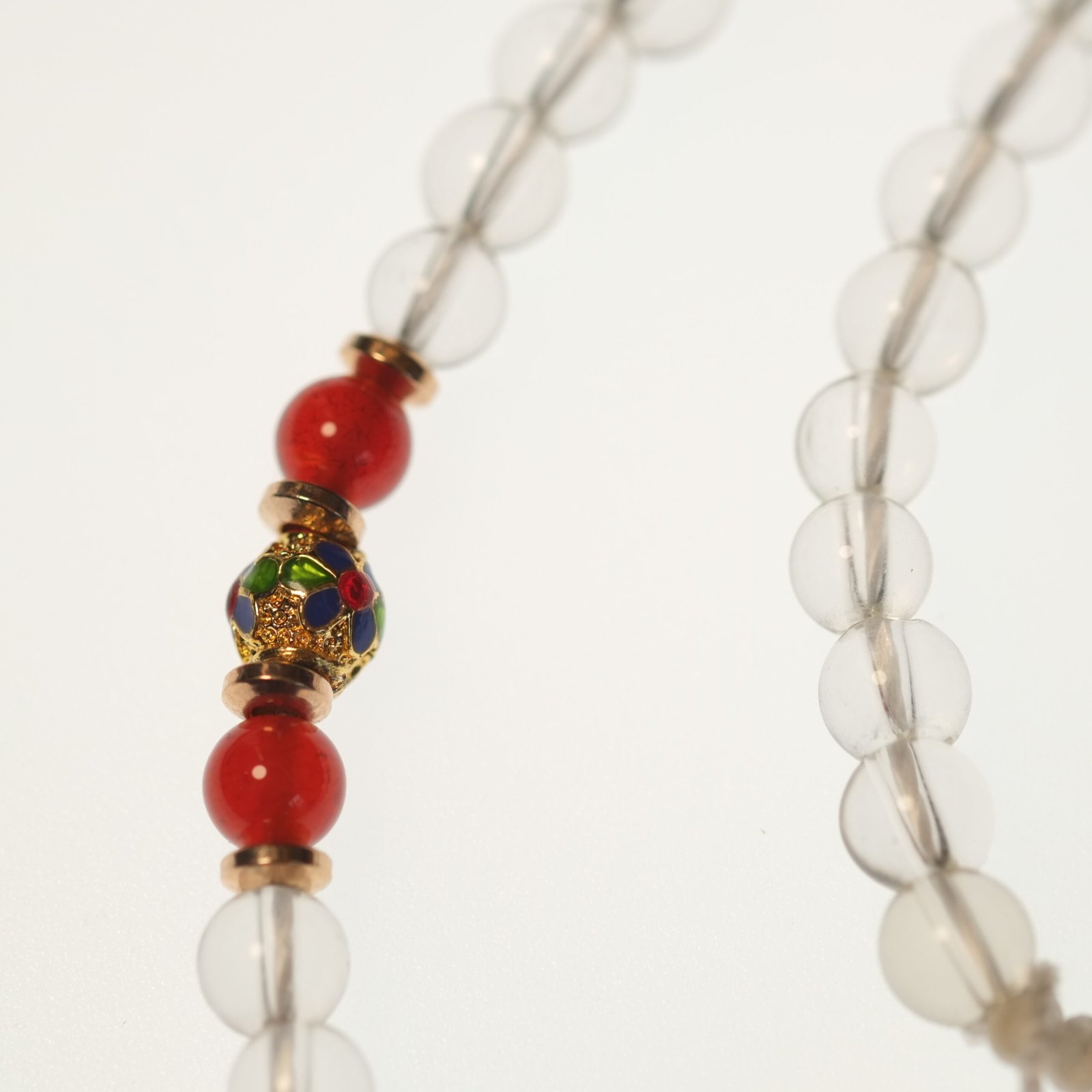 Love and Lucky- Buddhist White Crystal with Ruby Pendant Necklace - Image 5