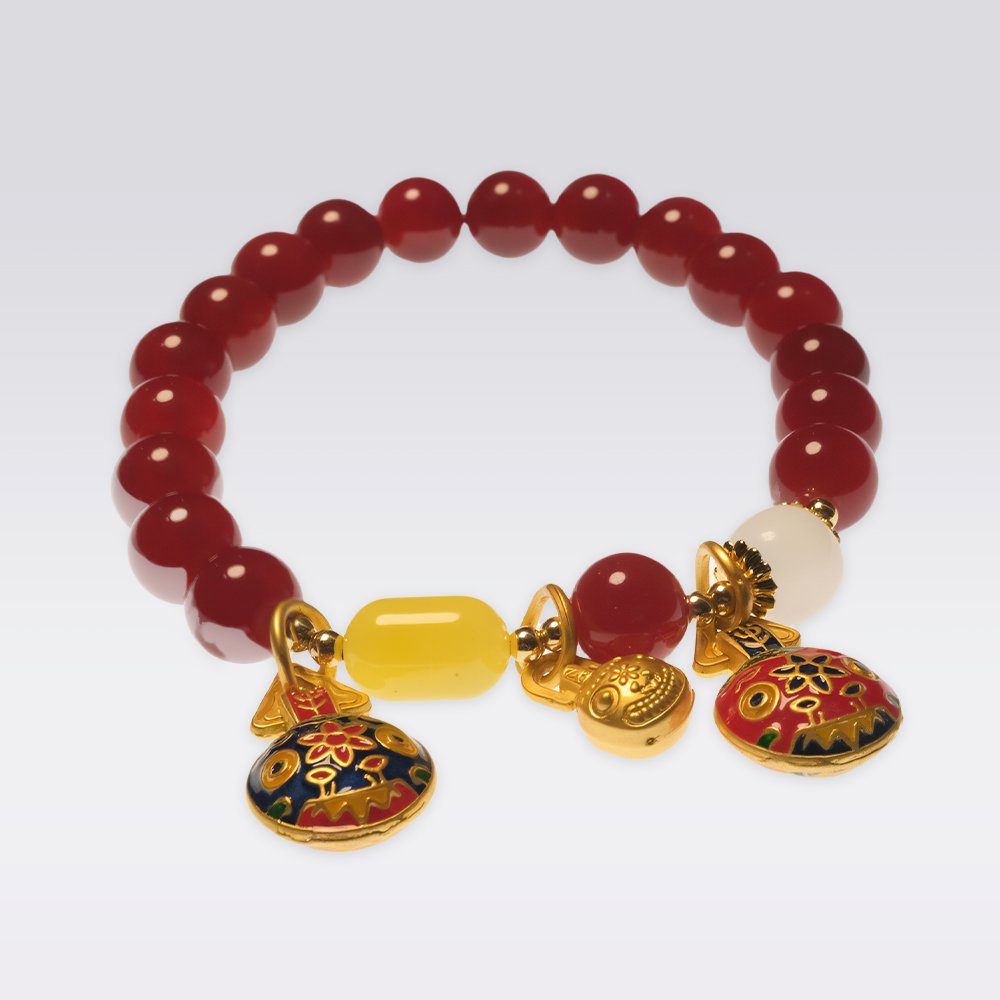 Attract Fortune-Buddhist Red Agate with Wealth Beast Charm Bracelet Jewelry - Image 3