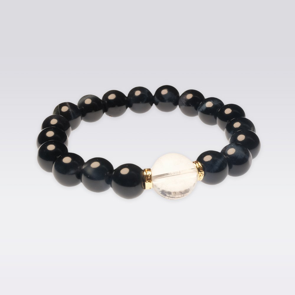 Protection-Buddhist Blessing Blue Tiger's Eye with Mantra Beads Bracelet - Image 3