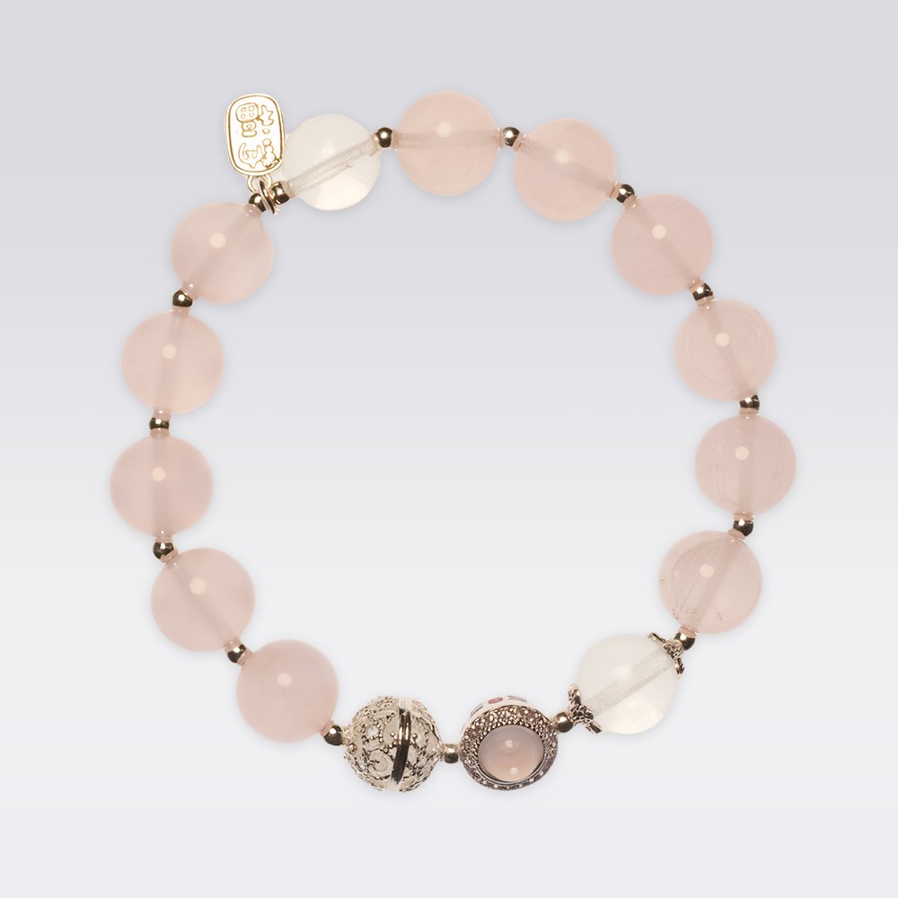 Love Attraction-Buddhist Strawberry Quartz & Prehnite Bracelet - Image 3
