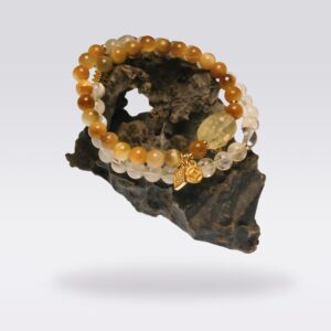 Wealth Attraction-Buddhist Double Wrap Yellow Tiger Eye & Citrine Bracelet