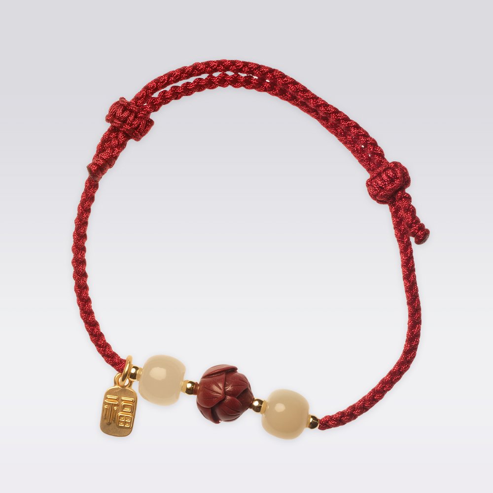 Exam Success & Blessing-Buddhist Red String with Cinnabar & Hetian Jade Beads Bracelet - Image 3