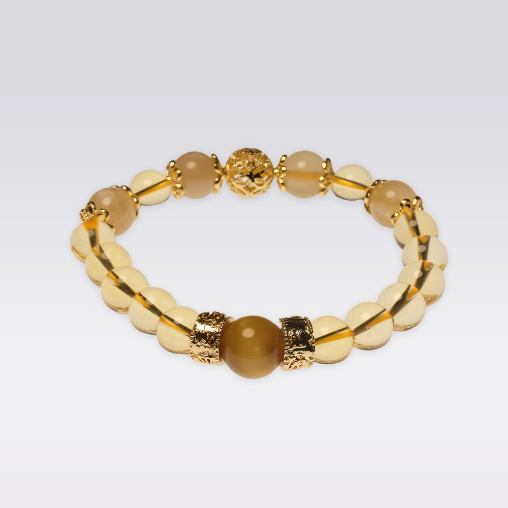 Positive Energy-Golden Rutile Quartz & Citrine Buddha Stone Bracelet - Image 3