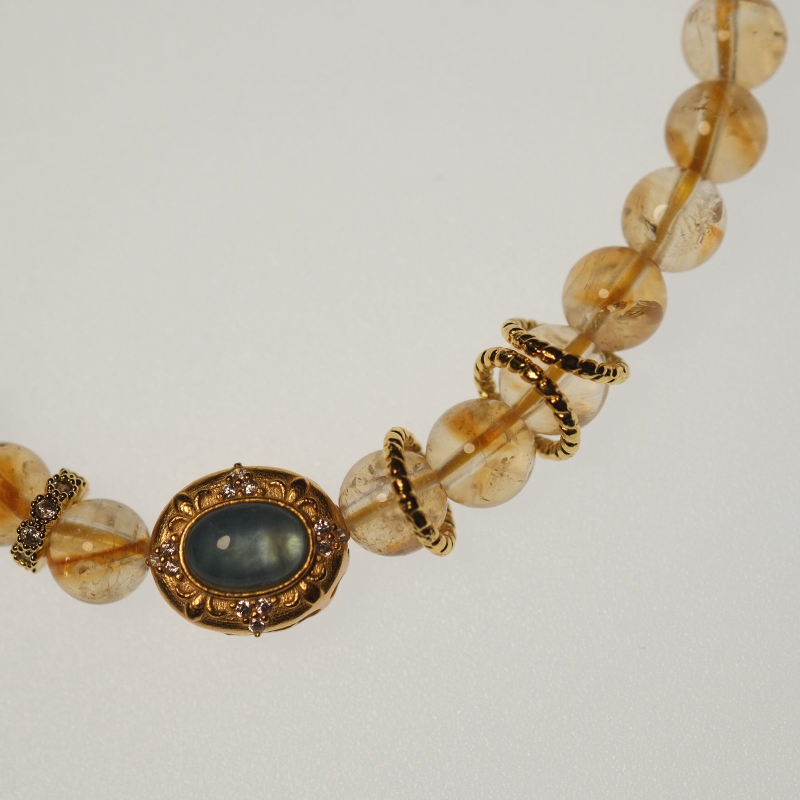 Wealth, Clarity & Calm-Buddhist Energy Citrine & Aquamarine Bracelet - Image 4