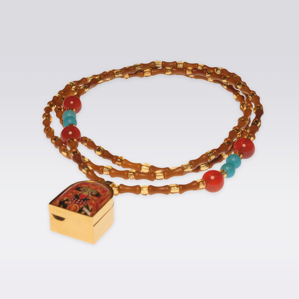 Wealth Energy Talisman-Zhaxi Lhamo Gau Box & Olive Pit Buddhist Necklace - Image 2