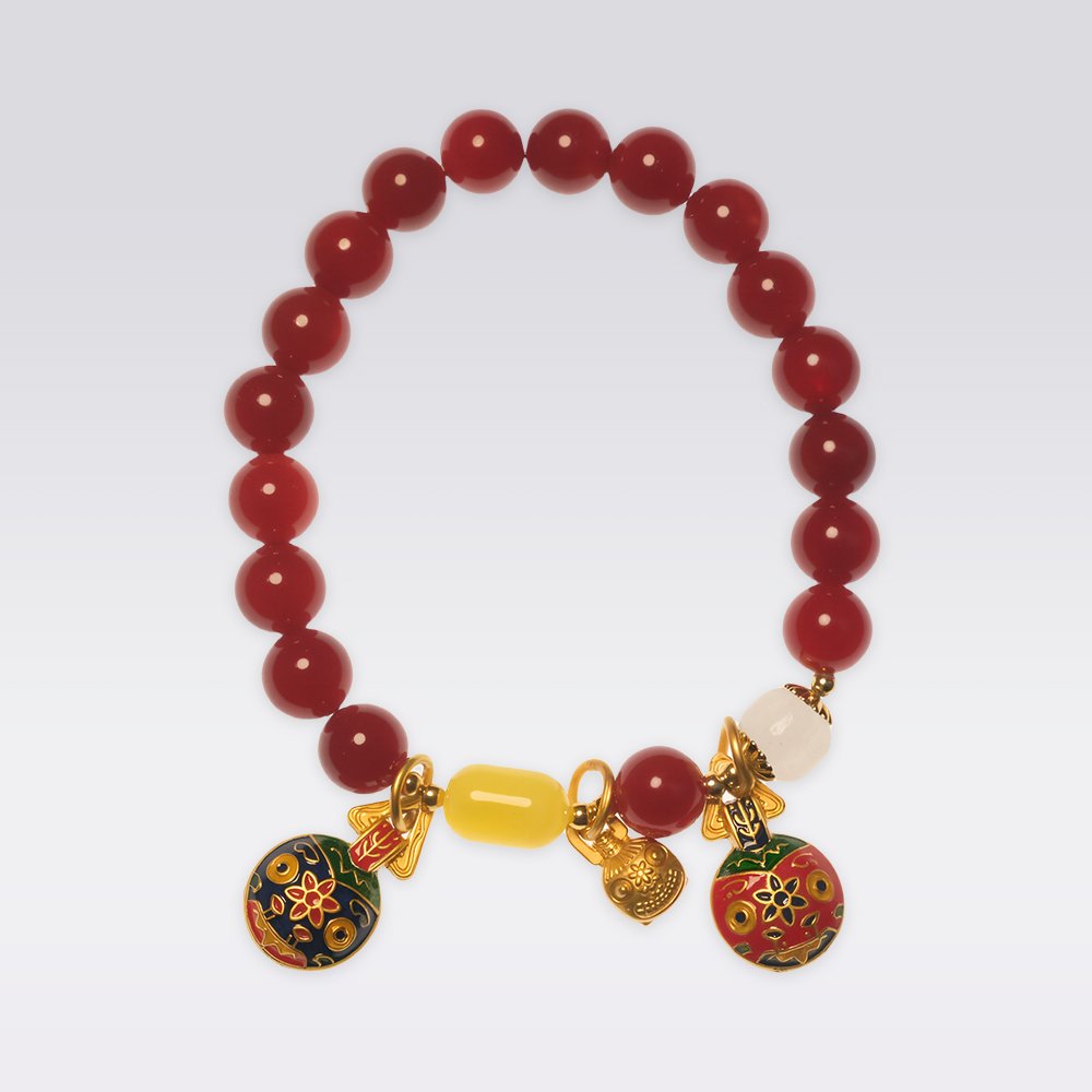 Attract Fortune-Buddhist Red Agate with Wealth Beast Charm Bracelet Jewelry - Image 2