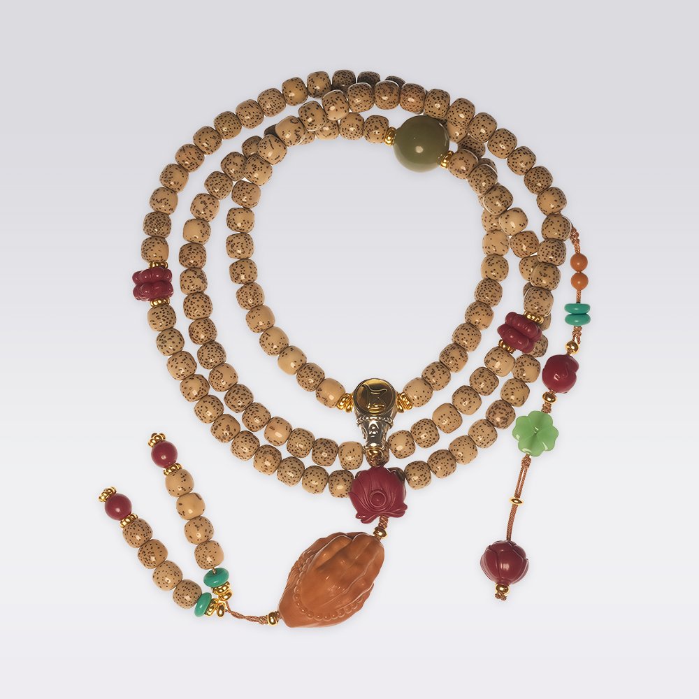 Calming & Mindfulness-6*7mm Buddhist Moon Bodhi Beads Multi-wrap Mala - Image 3