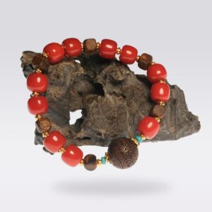 Calm & Spiritual Energy-Buddhist Red Agate & Qi Nan Agarwood Incense Bead Bracelet