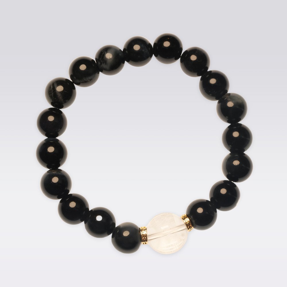 Protection-Buddhist Blessing Blue Tiger's Eye with Mantra Beads Bracelet - Image 2