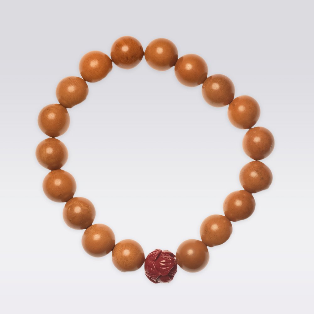 Mantra Protection-Buddist Peach Wood & Cinnabar Bracelet - Image 2
