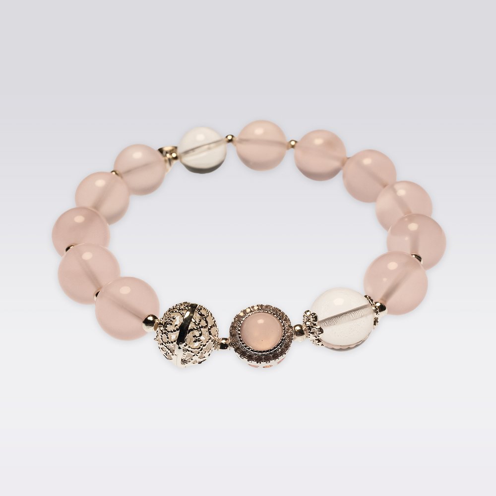 Love Attraction-Buddhist Strawberry Quartz & Prehnite Bracelet - Image 2