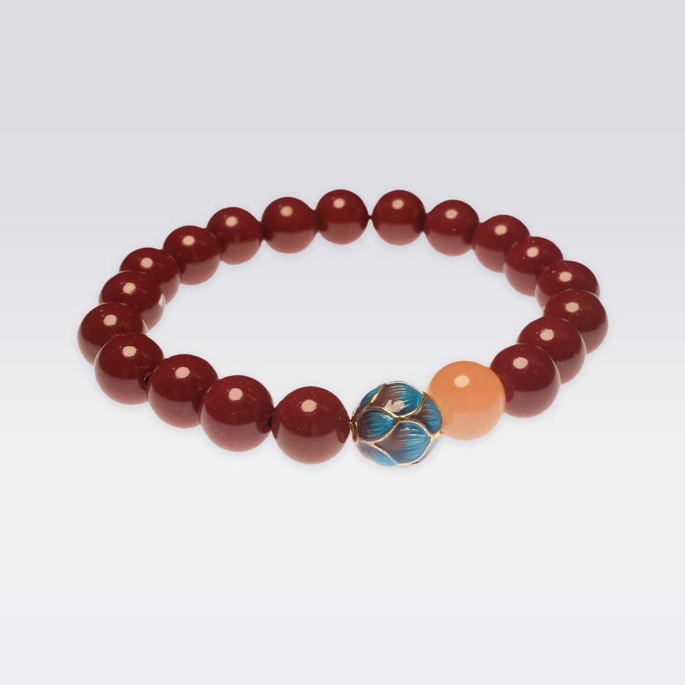 Good Fortune Boost-Buddha Stone Cinnabar Lucky Bracelet with Blue Lotus Beads - Image 2