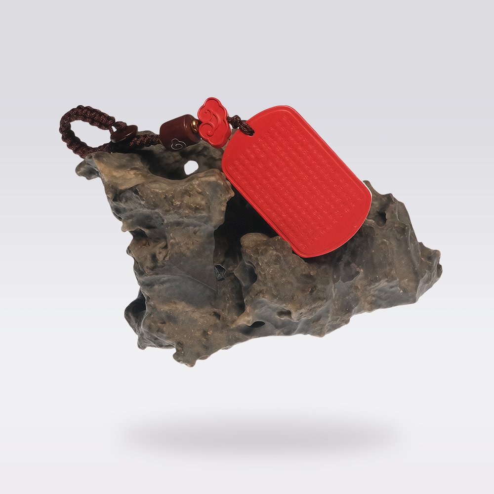 Protection & Harmony-Natural Cinnabar Heart Sutra Ruyi Buddha Stone Amulet