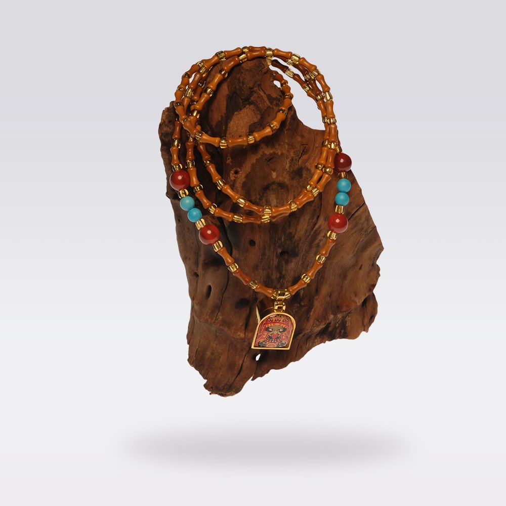 Wealth Energy Talisman-Zhaxi Lhamo Gau Box & Olive Pit Buddhist Necklace