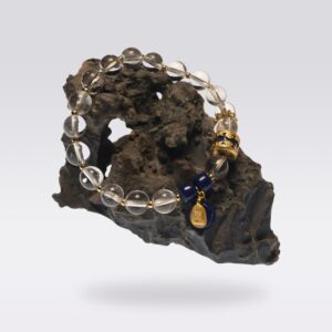 Joyful Blessings-Buddhist Clear Quartz & Lapis Lazuli with Zhaliram Charms Bracelet
