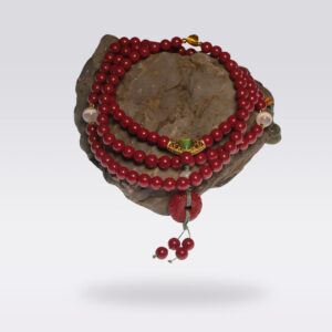 Calming Energy-Buddhist 4-wrap Cinnabar Bracelet & Mala