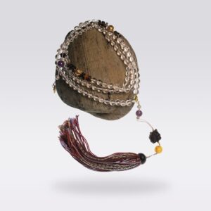 Wealth & Spiritual Energy-Buddhist Mala Natural Clear Quartz & Sandalwood Bracelet