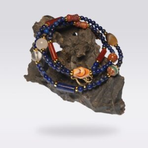 Feng Shui Energy-New Chinese Style Lapis Lazuli & Silk Agate Necklace