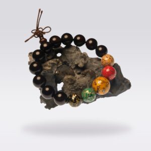 Inner Peace-Indian Rosewood Prayer Beads with Five Elements Lacquer Beads Bracelet