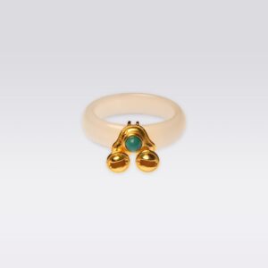 Serenity & Good Fortune-Buddhist Chalcedony & Turquoise Ring