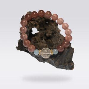 Protection-Buddhist Blessing Strawberry Quartz with Mantra Beads Bracelet