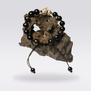 Wealth Attraction-Buddha Stone Obsidian & Silver Pi Xiu Bracelet