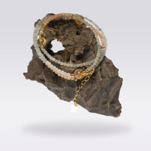 Energy Cleansing & Emotional Balance-Buddhist Aquamarine &Citrine Triple Strand Bracelet