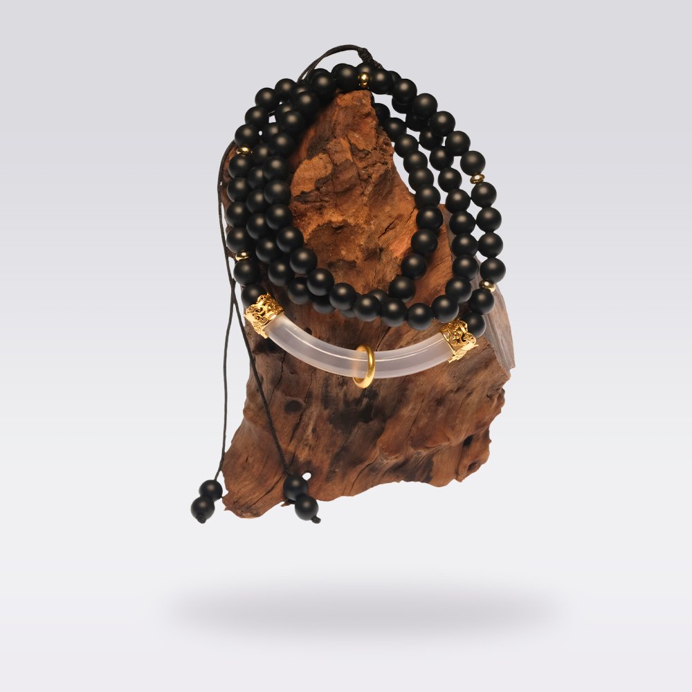 Balance & Protection-Buddist Chalcedony & Black Onyx Jewelry