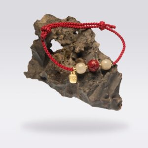 Exam Success & Blessing-Buddhist Red String with Cinnabar & Hetian Jade Beads Bracelet