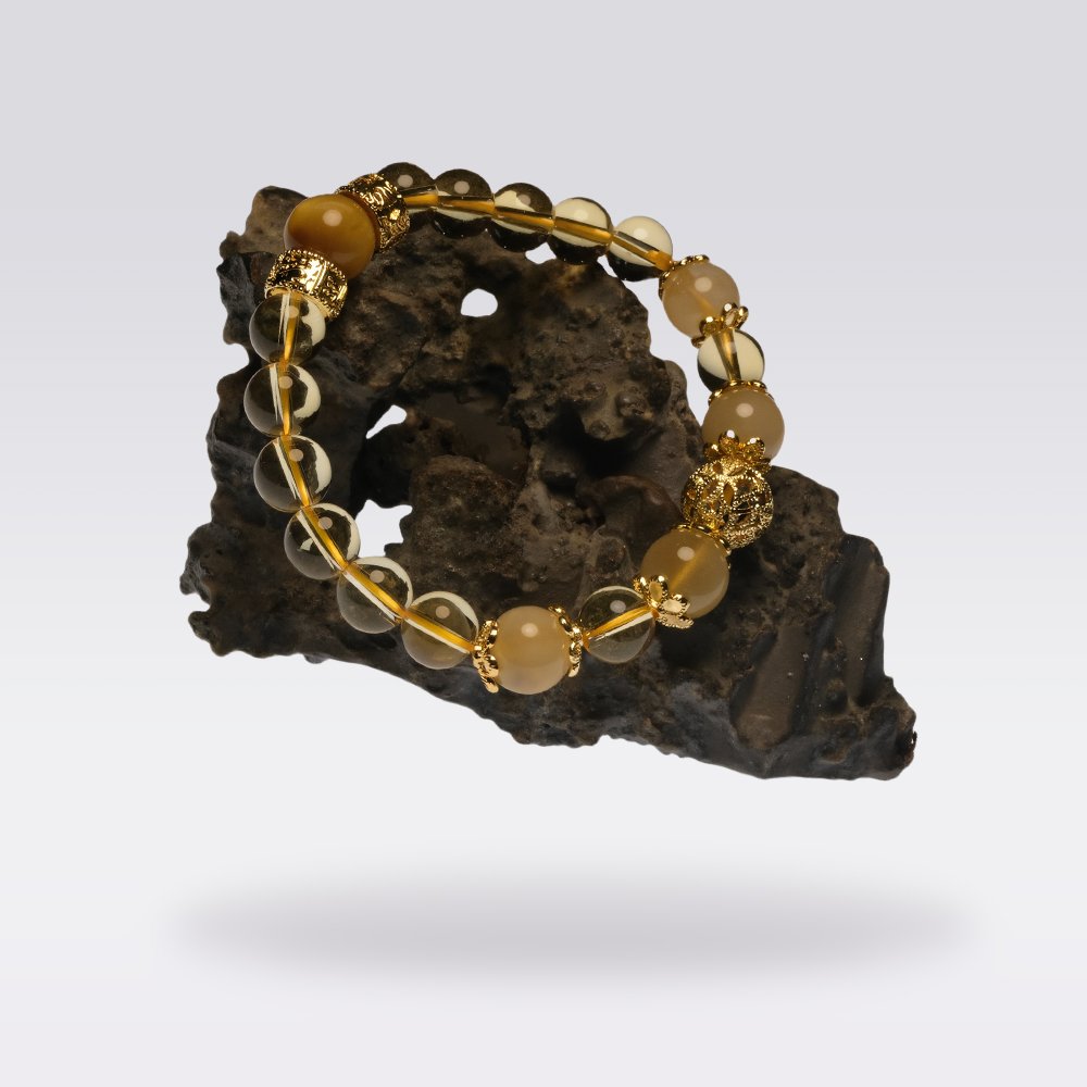Positive Energy-Golden Rutile Quartz & Citrine Buddha Stone Bracelet