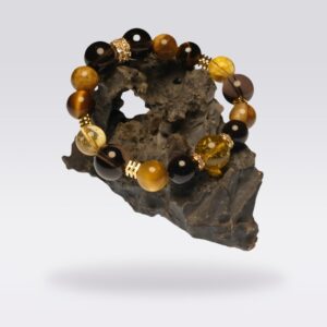 Financial Luck & Protection-Buddhist Citrine & Tiger's Eye Smoky Quartz Bracelet
