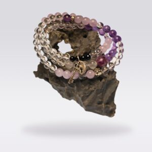 Attract Romance-Amethyst Clear Quartz & Kunzite Triple Wrap Bracelet