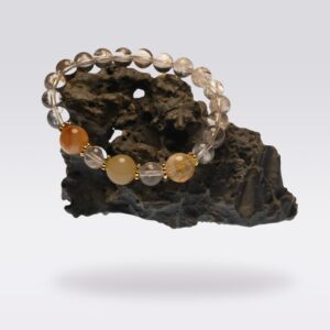 Financial Luck-Buddist Black Gold Super 7 Golden Rutile & Yellow Tower Crystal Bracelet