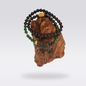 Good Luck Activation-Buddhist Sinker Agarwood & Jade Double Strand Bracelet