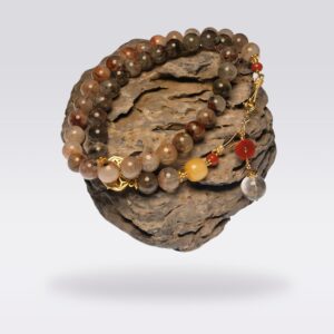 Wealth Power-Green Phantom & Golden Rutile Quartz Buddha Stone Necklace