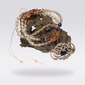 Love and Lucky- Buddhist White Crystal with Ruby Pendant Necklace